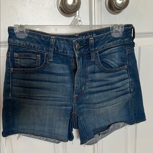 American Eagle Outfitters Dark Blue Super Stretch Hi-Rise Jean Shorts